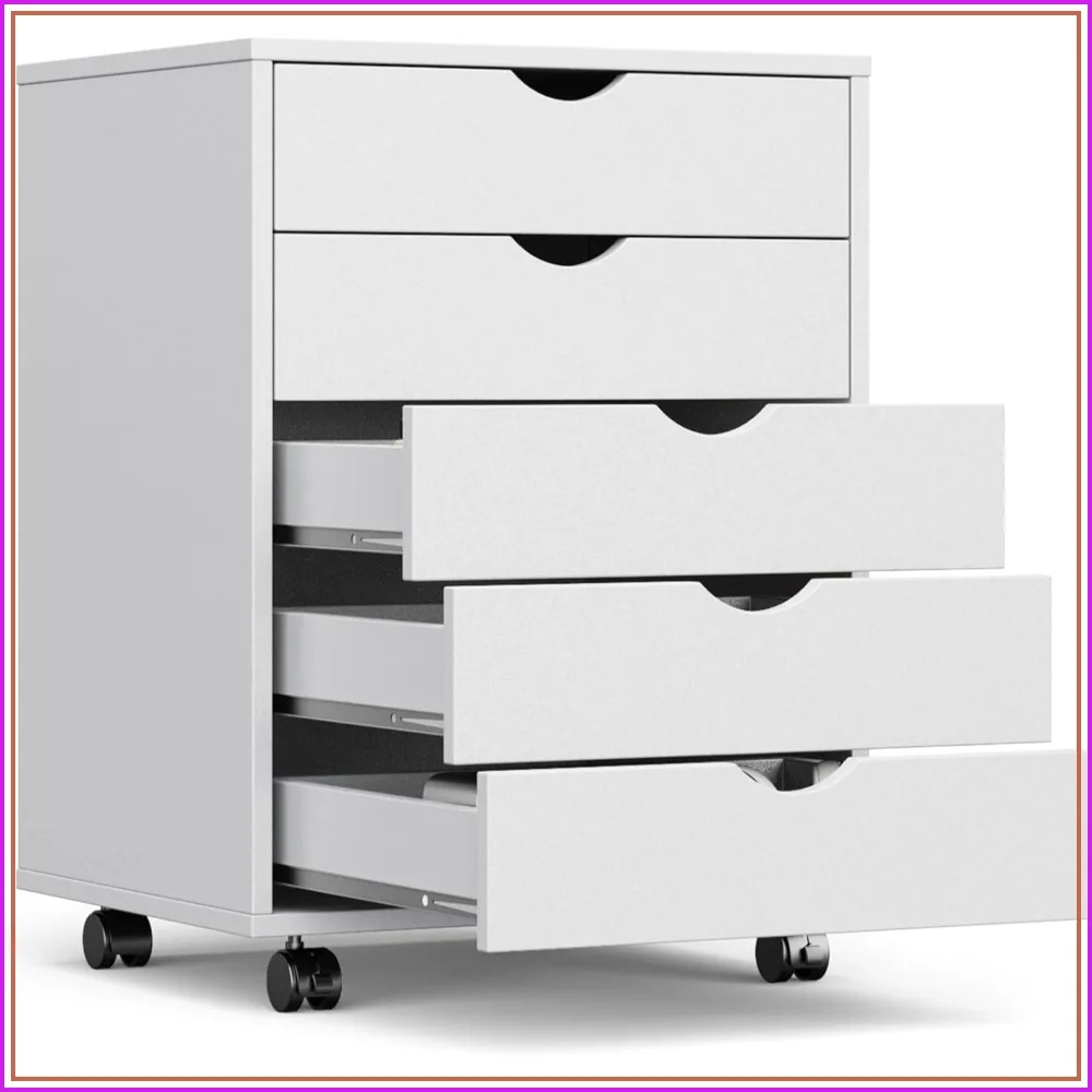 5-Drawer Mobile File Cabinet with Wheels, Rolling Storage for Home Office, White
5-Drawer Mobile File Cabinet with Wheels, Rolling Storage for Home Office, White