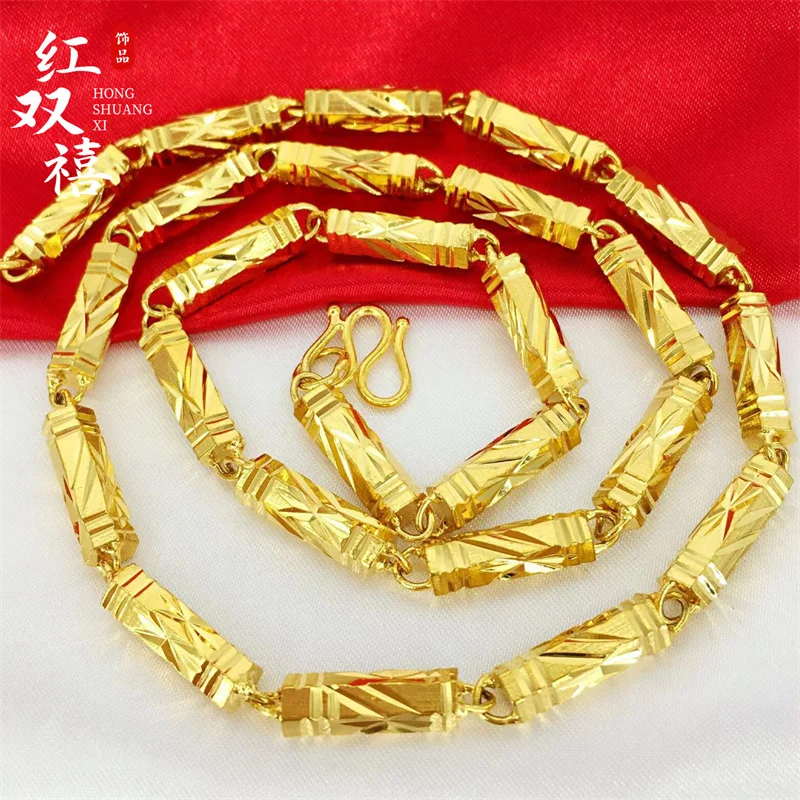 Luxury 24K Au999 Gold Color Hexagon Bamboo Tube Necklace for Men, Classic High-End Design, Stylish Premium Jewelry Gift
Luxury 24K Au999 Gold Color Hexagon Bamboo Tube Necklace for Men, Classic High-End Design, Stylish Premium Jewelry Gift