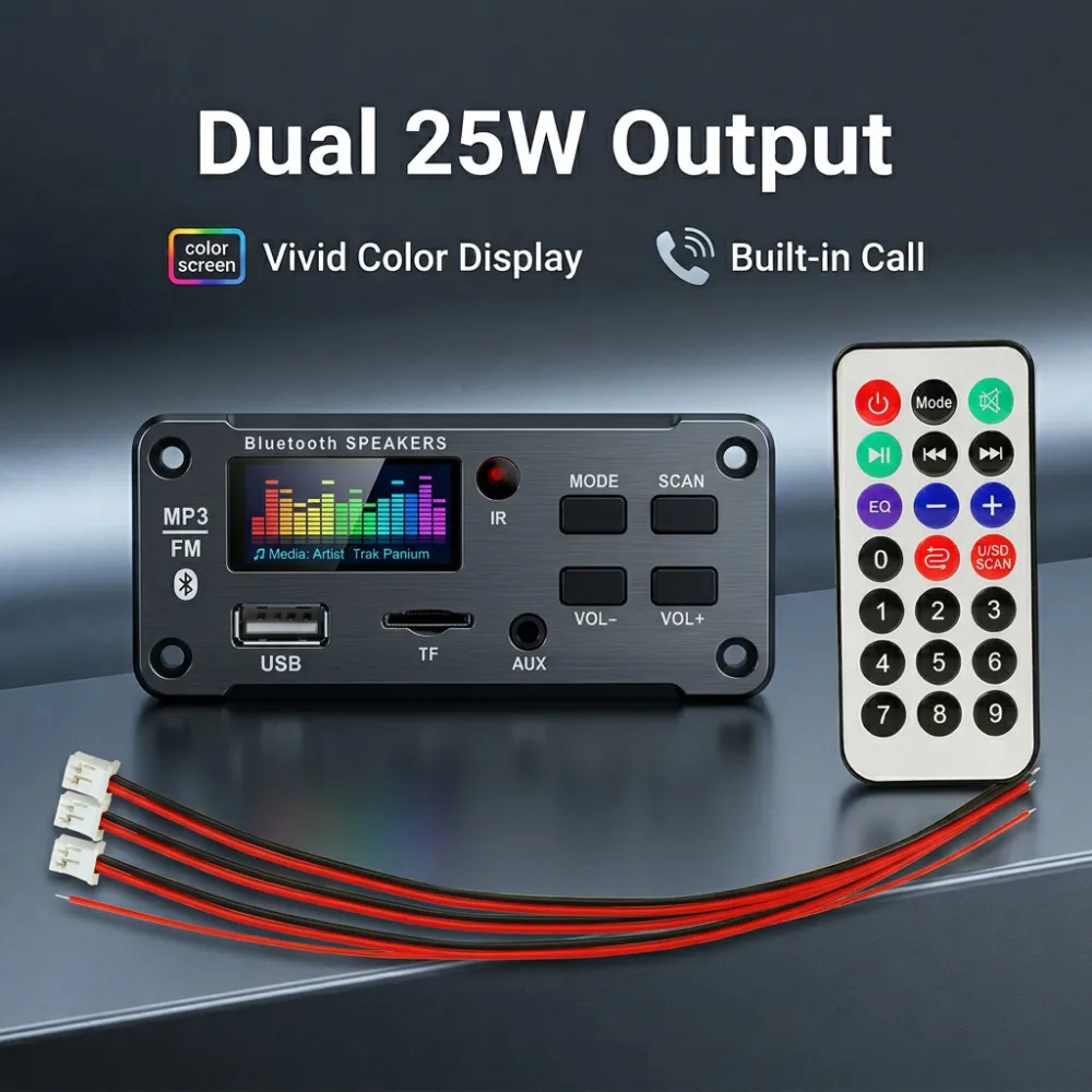 50W Amplifier Bluetooth MP3 WMA WAV Decoder Board 12V Handsfree Call USB TF FM Car Audio Music Player Speaker Volume Control
50W Amplifier Bluetooth MP3 WMA WAV Decoder Board 12V Handsfree Call USB TF FM Car Audio Music Player Speaker Volume Control