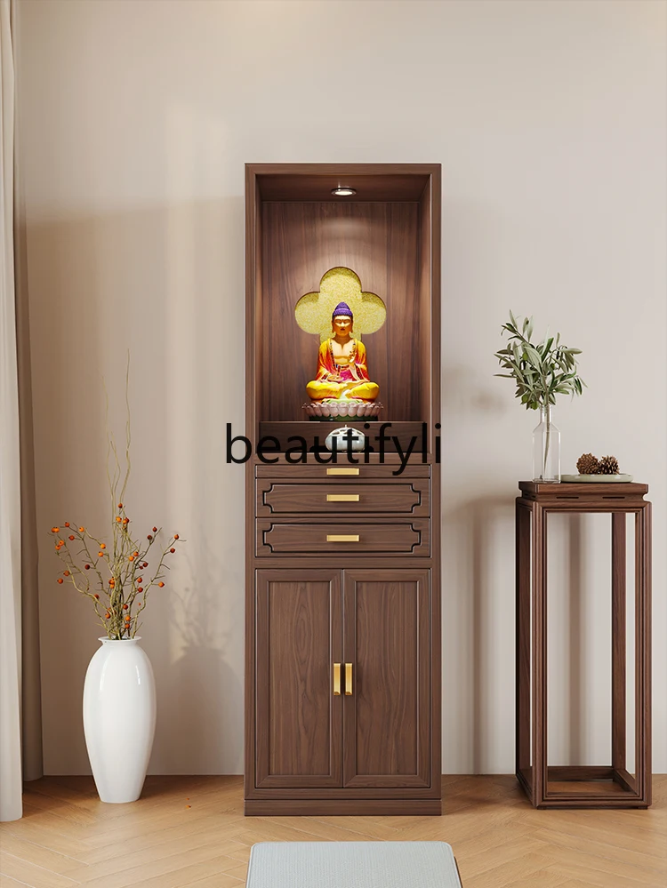 New Chinese black walnut solid wood double drawing Buddhist niche vertical cabinet modern light luxury shrine Buddhist cabinet
New Chinese black walnut solid wood double drawing Buddhist niche vertical cabinet modern light luxury shrine Buddhist cabinet