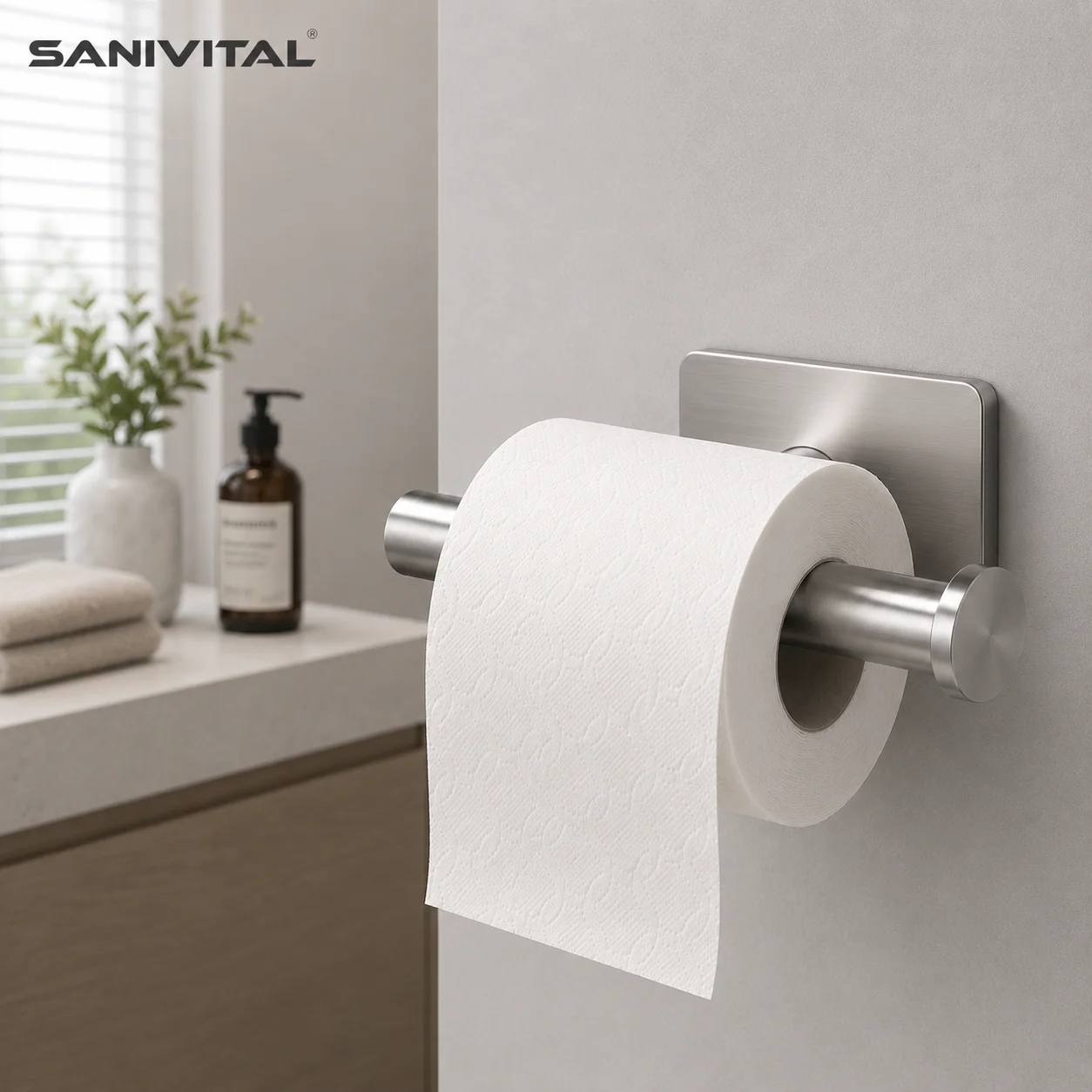 SANIVITAL Self Adhesive Toilet Paper Holder Stainless Steel Bathroom Tissue Roll Holder Wall Mounted Drill Free Rust Resistant
SANIVITAL Self Adhesive Toilet Paper Holder Stainless Steel Bathroom Tissue Roll Holder Wall Mounted Drill Free Rust Resistant