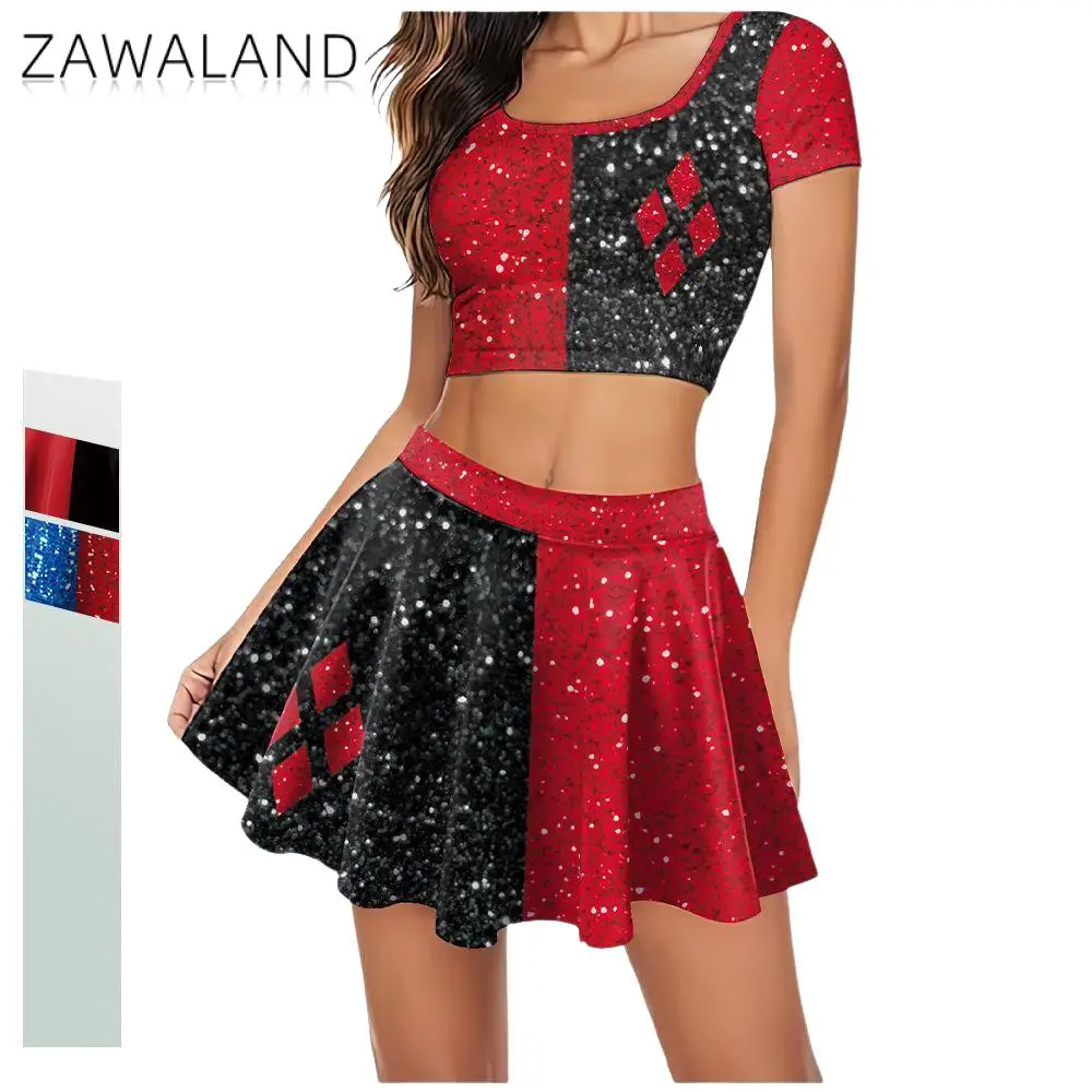 Zawaland Clown Cosplay Suit Cheerleader Pleated Skirt Skinny Tee 3D Print Short Skirt Women Party Cosplay Costume Summer Clothes
Zawaland Clown Cosplay Suit Cheerleader Pleated Skirt Skinny Tee 3D Print Short Skirt Women Party Cosplay Costume Summer Clothes