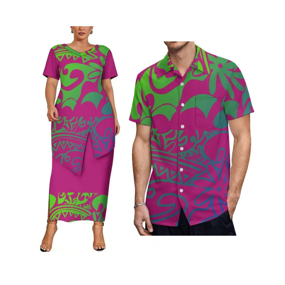 Floral Print Party Festival Puletasi Suit Skirt For Men Shirt Couple Set Polynesian Style Customized Tail Hem V-Neck Design
Floral Print Party Festival Puletasi Suit Skirt For Men Shirt Couple Set Polynesian Style Customized Tail Hem V-Neck Design