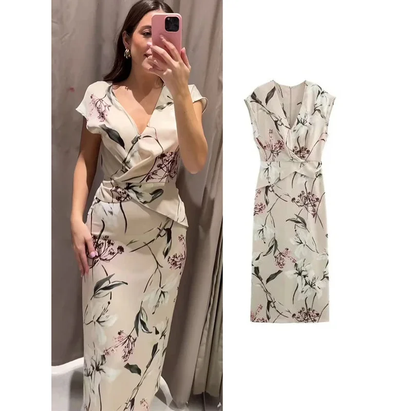 New Floral Printed Dress For Ladies Sexy Slim Sleeveless Patry Style V-Neck Long Dress Women Midi Dress 2025 Summer
New Floral Printed Dress For Ladies Sexy Slim Sleeveless Patry Style V-Neck Long Dress Women Midi Dress 2025 Summer
