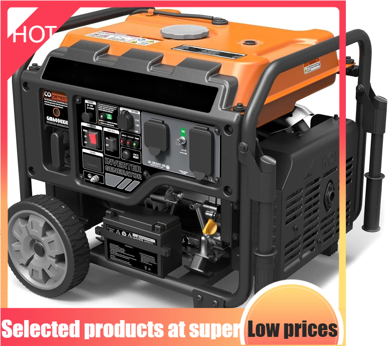 Limited EditionPortable Inverter Generator, 6000W open frame Gas Powered High Speed Engine with Electric Start, Ultra Lightweigh
Limited EditionPortable Inverter Generator, 6000W open frame Gas Powered High Speed Engine with Electric Start, Ultra Lightweigh