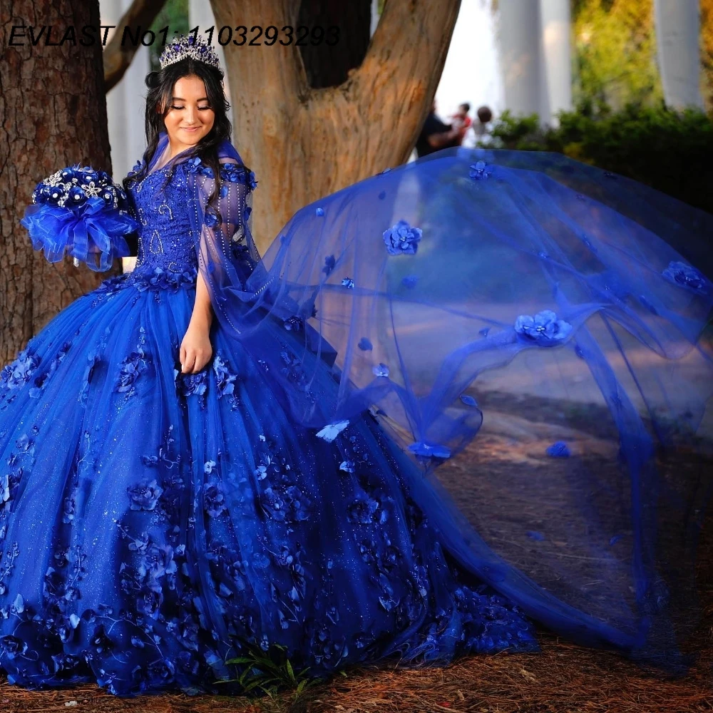 EVLAST Customized 2025 Royal Blue Ball Gown Quinceanera Dress 3D Floral Applique Beaded Cape Sweet 16 Vestidos De 15 Anos E1Q620
EVLAST Customized 2025 Royal Blue Ball Gown Quinceanera Dress 3D Floral Applique Beaded Cape Sweet 16 Vestidos De 15 Anos E1Q620
