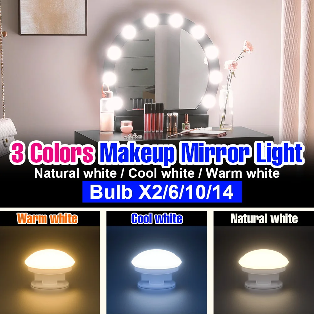 LED 3 Colors Make Up Mirror Light Bulb USB Dressing Table Lamp 5V Touch Sensing Dimming Bedroom Mirrors Decoration Fill Lighting
LED 3 Colors Make Up Mirror Light Bulb USB Dressing Table Lamp 5V Touch Sensing Dimming Bedroom Mirrors Decoration Fill Lighting
