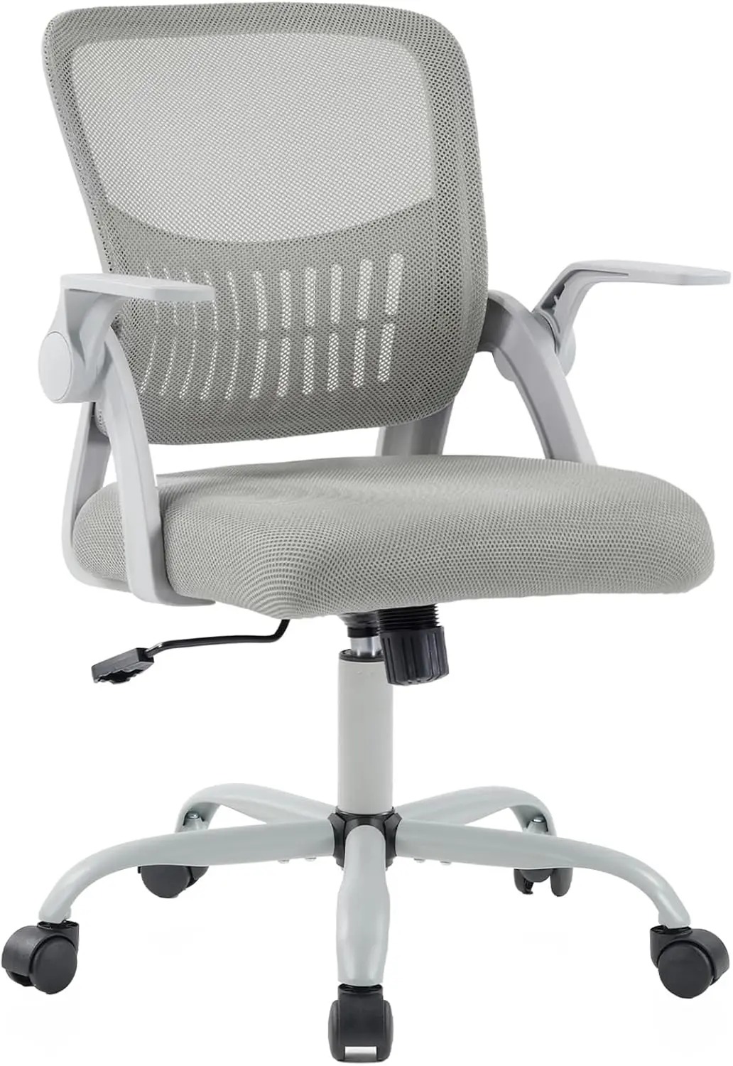 Эргономичное офисное кресло со средней спинкой, поясничной поддержкой, режимом качания, регулируемой высотой и откидными подлокотниками для взрослых, серое
Эргономичное офисное кресло со средней спинкой, поясничной поддержкой, режимом качания, регулируемой высотой и откидными подлокотниками для взрослых, серое