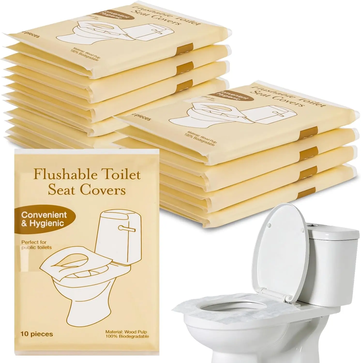 Disposable Toilet Seat Covers 10 Pack Flushable Travel Toilet Seat Cover for Women Portable Individually Wrapped for Airplane
Disposable Toilet Seat Covers 10 Pack Flushable Travel Toilet Seat Cover for Women Portable Individually Wrapped for Airplane