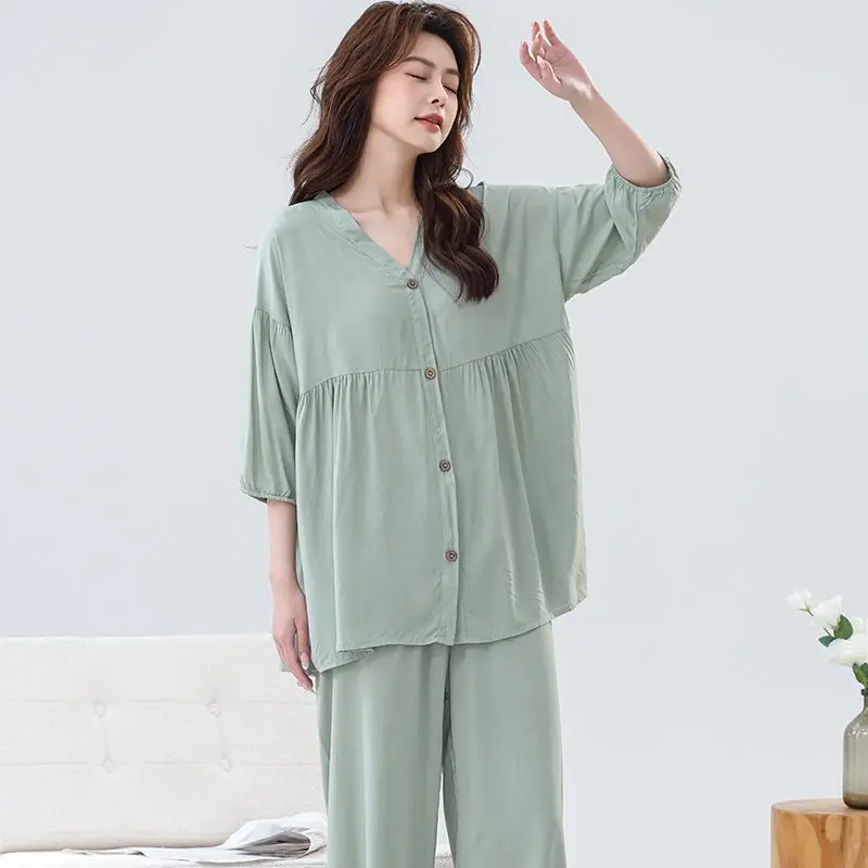 New Cotton and Silk Pajamas Sweet Can Be Worn Outside Underwear Suit Pajama Women's Summer and Autumn Floral Cardigan Loungewear
New Cotton and Silk Pajamas Sweet Can Be Worn Outside Underwear Suit Pajama Women's Summer and Autumn Floral Cardigan Loungewear