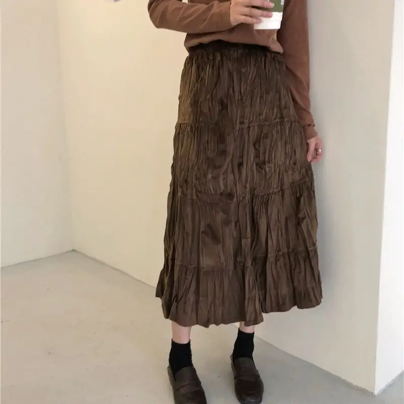 Women Skirt 2025 Faldas Mujer De Moda Solid Color Vintage line Jupe High Waist Folds Saia Fashion Korean Temperament Skirts
Women Skirt 2025 Faldas Mujer De Moda Solid Color Vintage line Jupe High Waist Folds Saia Fashion Korean Temperament Skirts