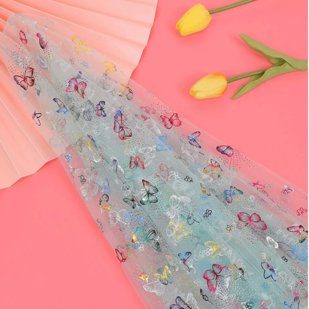 Colorful Butterfly Printed Tulle Fabric Handmade Bronzing Organza Mesh Fabric DIY Sewing Material Mesh Fabric
Colorful Butterfly Printed Tulle Fabric Handmade Bronzing Organza Mesh Fabric DIY Sewing Material Mesh Fabric
