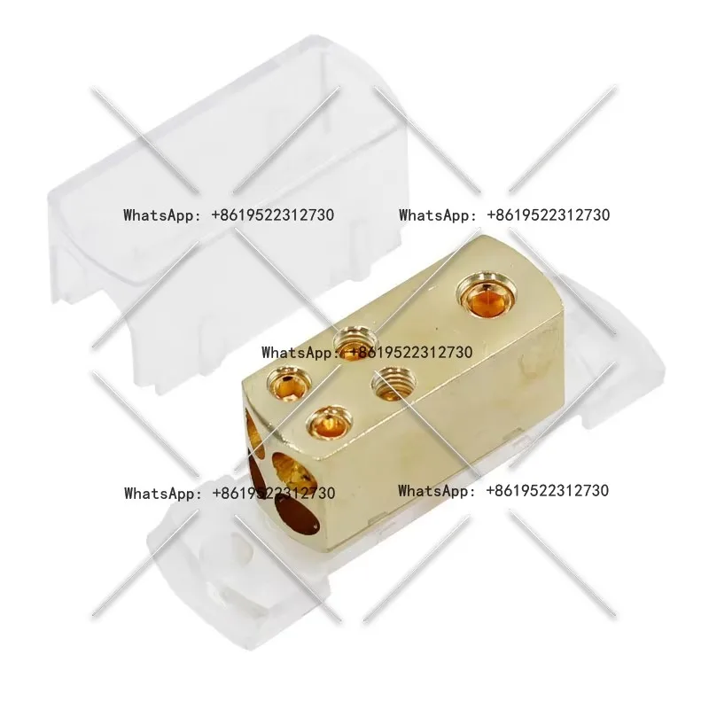 Copper Power Cable Battery Terminals Splitter Distribution Block 0Ga Input and 4X4Ga Output Crimp Terminals
Copper Power Cable Battery Terminals Splitter Distribution Block 0Ga Input and 4X4Ga Output Crimp Terminals