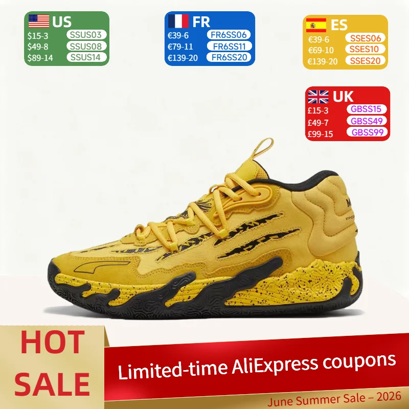 Puma MB.03 Men's Fashionable,High-Performance,Lightweight,Non-Slip,Durable Low-Top Basketball Shoes - Yellow and Black 309847-01
Puma MB.03 Men's Fashionable,High-Performance,Lightweight,Non-Slip,Durable Low-Top Basketball Shoes - Yellow and Black 309847-01