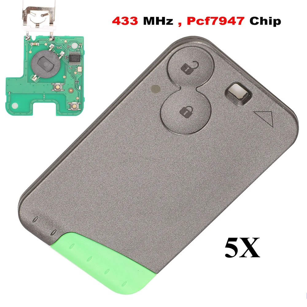 jingyuqin New 5pcs 433 MHz Pcf7947 Chip 2 Button Remote Card Smart Car Key for Renault Laguna Espace Velsatis Blade No Logo
jingyuqin New 5pcs 433 MHz Pcf7947 Chip 2 Button Remote Card Smart Car Key for Renault Laguna Espace Velsatis Blade No Logo