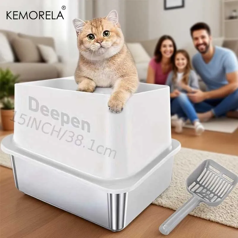 KEMORELA Ящик для кошачьего туалета из нержавеющей стали, туалет для домашних животных, закрытый на 360 градусов, с крышкой, защитой от брызг и пластиковым совок
KEMORELA Ящик для кошачьего туалета из нержавеющей стали, туалет для домашних животных, закрытый на 360 градусов, с крышкой, защитой от брызг и пластиковым совок