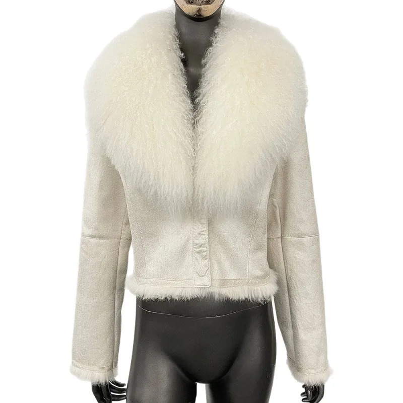 Women's Short Suede Fur Coat Autumn Winter, Luxury Real Tuscan Sheep Collar, Thick Rabbit Fur Lined Sexy Slim Outerwear
Women's Short Suede Fur Coat Autumn Winter, Luxury Real Tuscan Sheep Collar, Thick Rabbit Fur Lined Sexy Slim Outerwear