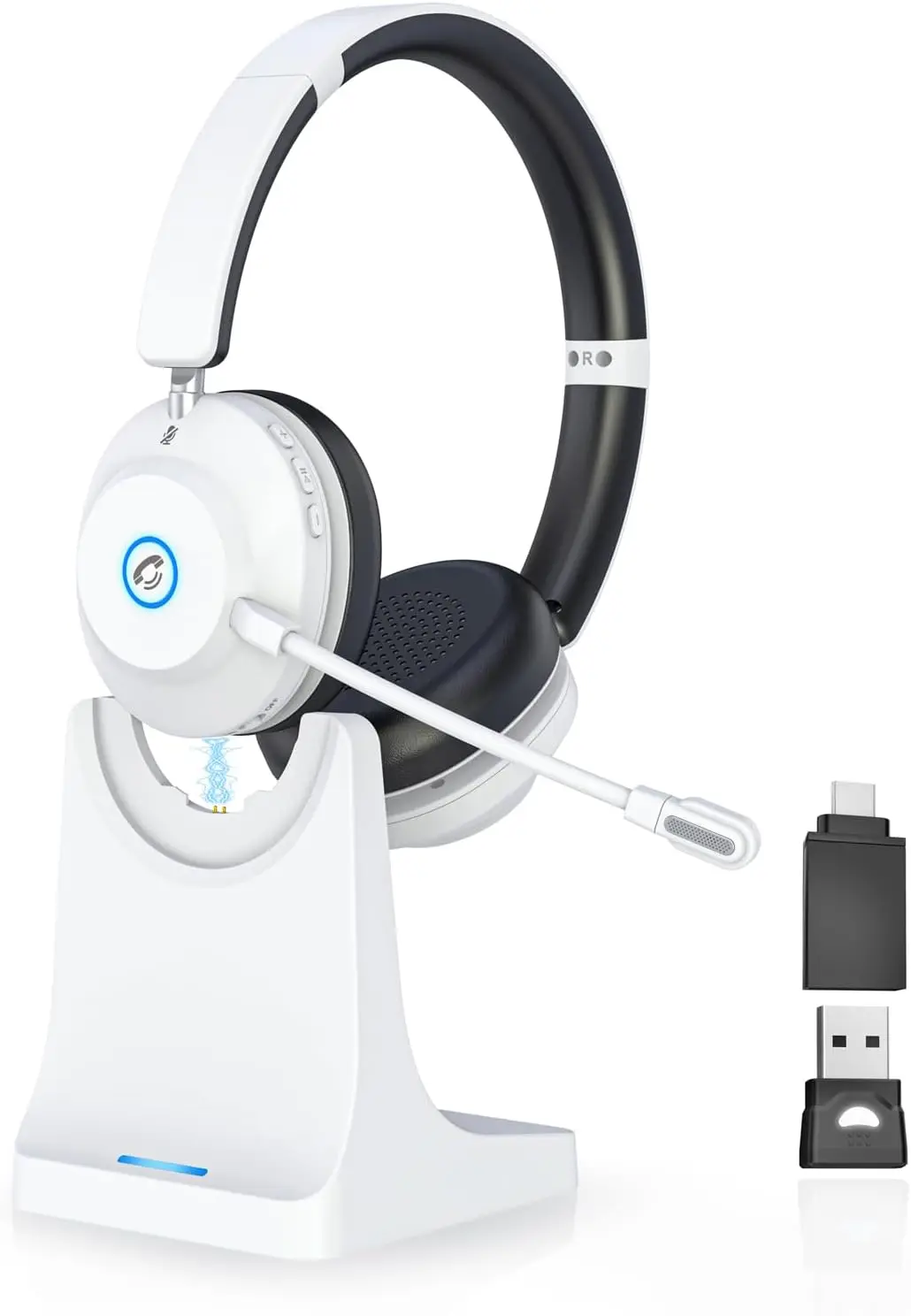Wireless Bluetooth Headset with Microphone, ENC Noise Canceling & USB Dongle for Work, Laptop, Phone, Meetings
Wireless Bluetooth Headset with Microphone, ENC Noise Canceling & USB Dongle for Work, Laptop, Phone, Meetings