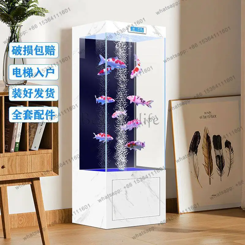 New living room household floor-to-ceiling ultra-white glass back filter water-free small vertical lucky fish tank
New living room household floor-to-ceiling ultra-white glass back filter water-free small vertical lucky fish tank