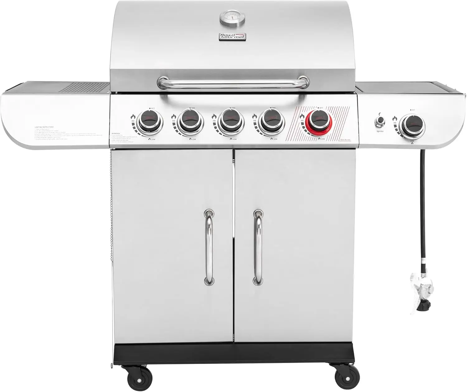 SG5002 5 Burner Propane Gas Grill with Side Burner & Sear Burner, Stainless Steel Gas Grill with 61,000 BTUs Output for Outdoor
SG5002 5 Burner Propane Gas Grill with Side Burner & Sear Burner, Stainless Steel Gas Grill with 61,000 BTUs Output for Outdoor