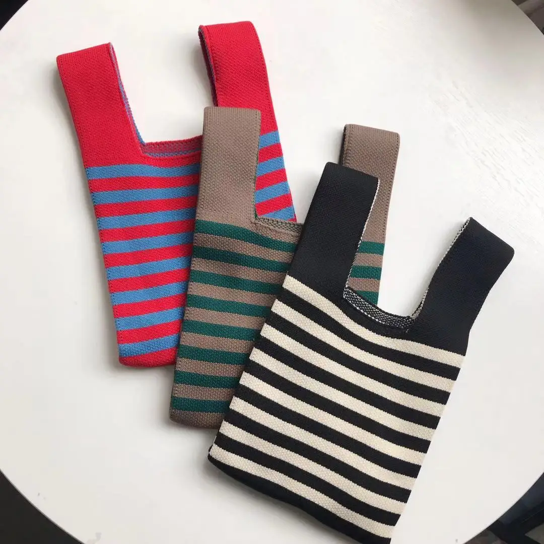 New Knit Handbag Women Wrist Bag Casual Stripe Woolen Totes Shoulder Bag Foldable Eco Reusable Shopping Bag Students Storage Bag
New Knit Handbag Women Wrist Bag Casual Stripe Woolen Totes Shoulder Bag Foldable Eco Reusable Shopping Bag Students Storage Bag