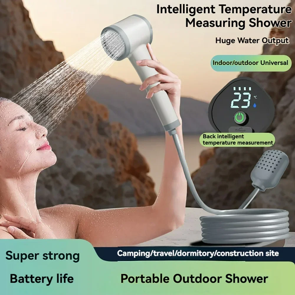 Портативный самовсасывающий встроенный уличный душ с ЖК-экраном, интеллектуальное измерение температуры, беспроводная электрическая насадка для душа
Портативный самовсасывающий встроенный уличный душ с ЖК-экраном, интеллектуальное измерение температуры, беспроводная электрическая насадка для душа