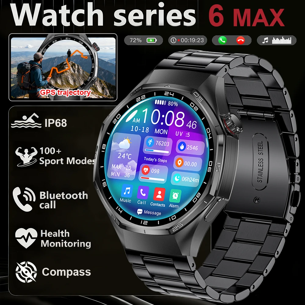 New G.T series Watch 6 Max Outdoor Sports Smart Watch Men 1.50 inch AMOLED NFC GPS Compass Heart rate Bluetooth Call Smartwatch
New G.T series Watch 6 Max Outdoor Sports Smart Watch Men 1.50 inch AMOLED NFC GPS Compass Heart rate Bluetooth Call Smartwatch
