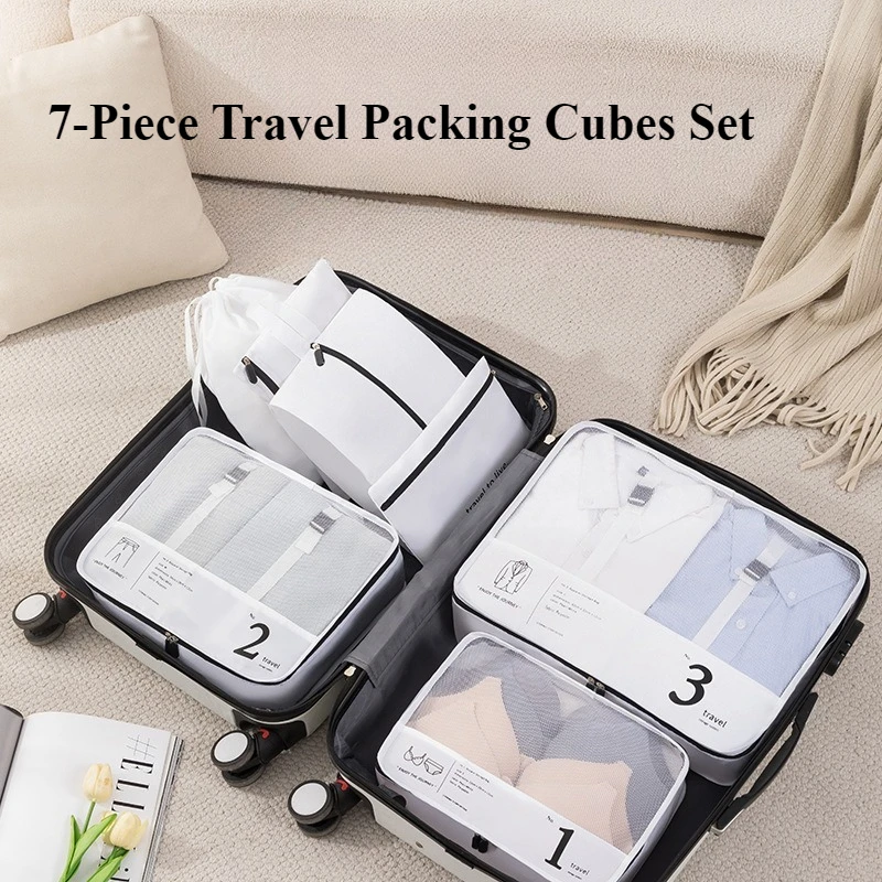 7-Piece Waterproof Organizer Set Non-Toxic Fabric Adjustable Straps for Underwear/Shoes/Clothes Heavy-Duty Storage Bag Packing
7-Piece Waterproof Organizer Set Non-Toxic Fabric Adjustable Straps for Underwear/Shoes/Clothes Heavy-Duty Storage Bag Packing