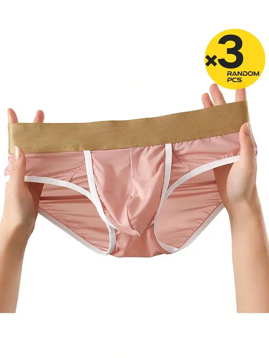 3 Pcs Mens Ice Silk Triangle Briefs Low Waist U Pouch Breathable Seamless Underwear Colorblock Waistband
3 Pcs Mens Ice Silk Triangle Briefs Low Waist U Pouch Breathable Seamless Underwear Colorblock Waistband