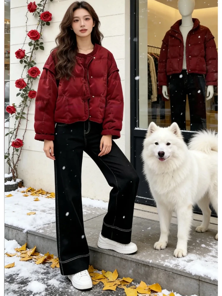 Korean Style Thickened Red Cotton Jacket Women's Winter New Style Warm Bread Coat Short Fashionable Casual Style Zipper Closure
Korean Style Thickened Red Cotton Jacket Women's Winter New Style Warm Bread Coat Short Fashionable Casual Style Zipper Closure