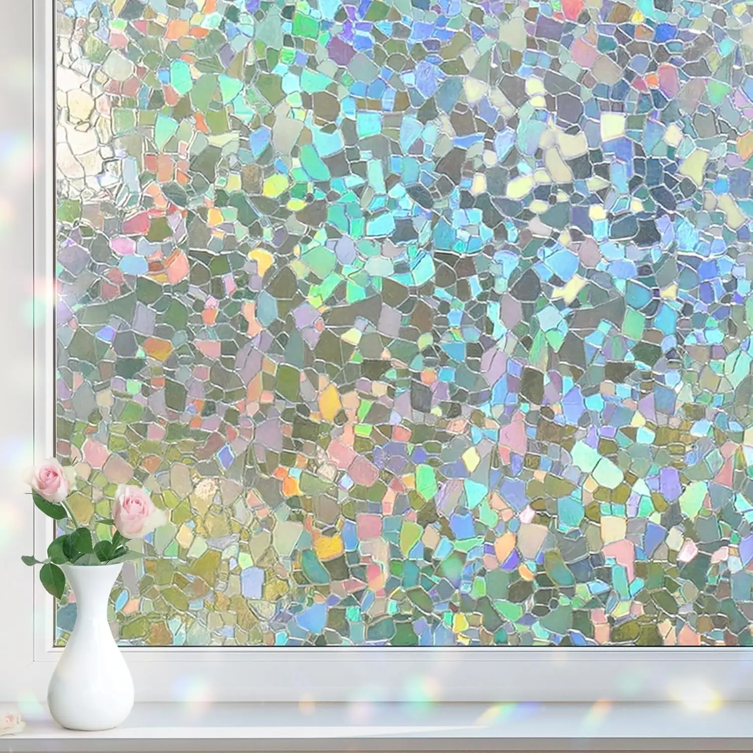 Rainbow Window Privacy Film, Static Cling Stained Glass Decorative Sticker, Sun Blocking Heat Control, 35.4" x 157.4"
Rainbow Window Privacy Film, Static Cling Stained Glass Decorative Sticker, Sun Blocking Heat Control, 35.4" x 157.4"
