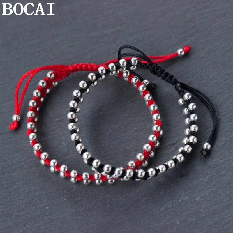 BOCAI S925 Sterling Silver Charm Bracelets for Men Women Double Layer Argentum Beads Woven Wax Rope-chain New Fashion Jewelry
BOCAI S925 Sterling Silver Charm Bracelets for Men Women Double Layer Argentum Beads Woven Wax Rope-chain New Fashion Jewelry