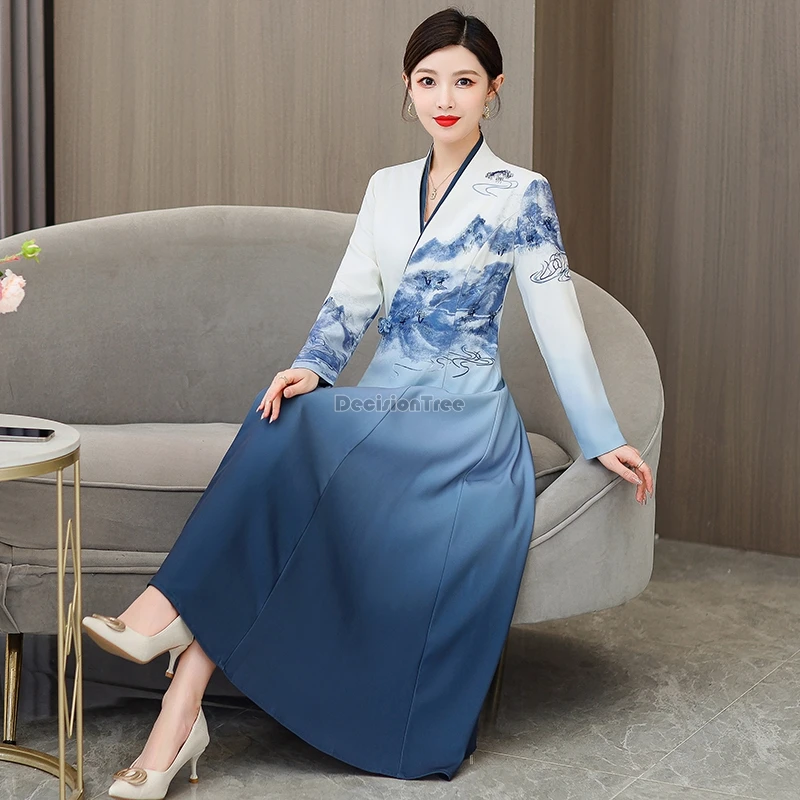 2025 chinese-style women cheongsam dress new long sleeve cross collar retro tea tang suit dress hanfu improved qipao dress t001
2025 chinese-style women cheongsam dress new long sleeve cross collar retro tea tang suit dress hanfu improved qipao dress t001