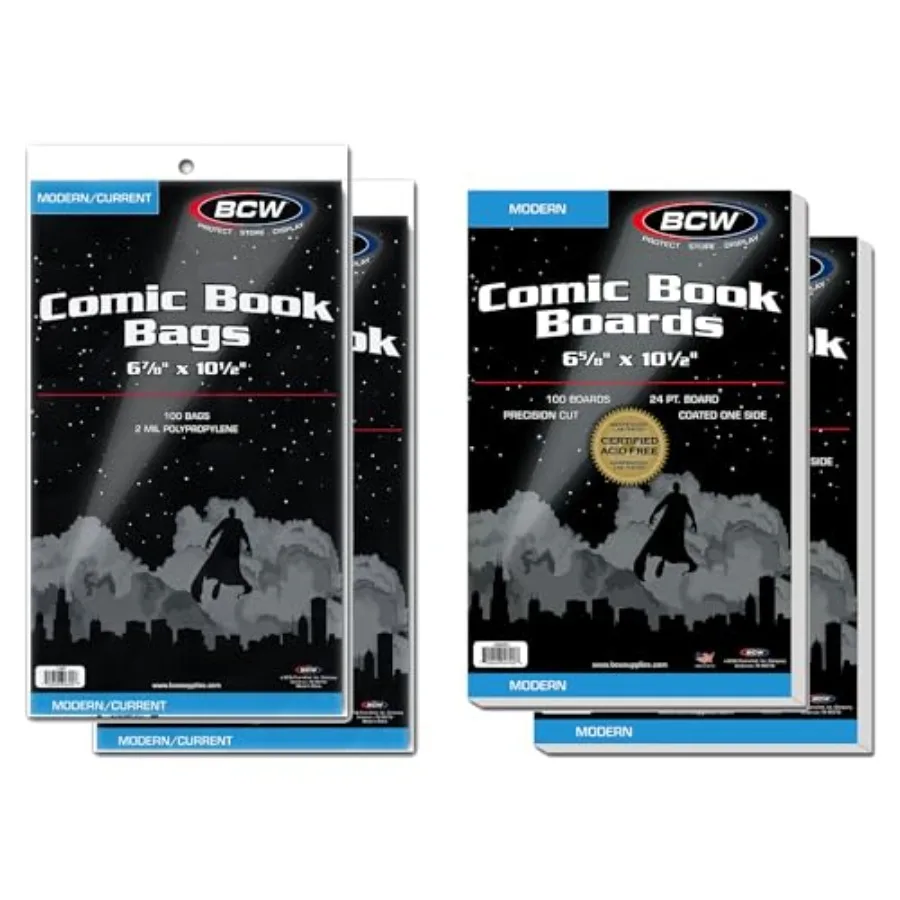 Comic Book Protection Combo: 200 Modern Bags + 200 Backing Boards Ultimate Safeguard for Comics Plastic Protectors and Backer B
Comic Book Protection Combo: 200 Modern Bags + 200 Backing Boards Ultimate Safeguard for Comics Plastic Protectors and Backer B