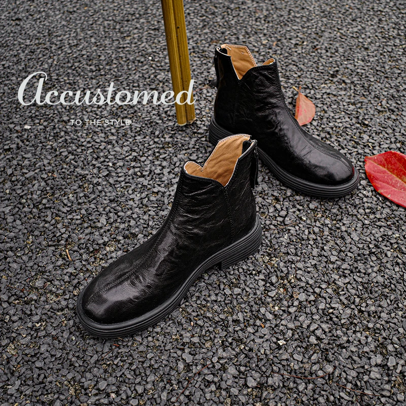 Women Boots Retro Style Simple Shoes Woman Round Toe Sheepskin Short Boots Square Heel Back Zip Spring Autumn Botas Ankle Boots
Women Boots Retro Style Simple Shoes Woman Round Toe Sheepskin Short Boots Square Heel Back Zip Spring Autumn Botas Ankle Boots
