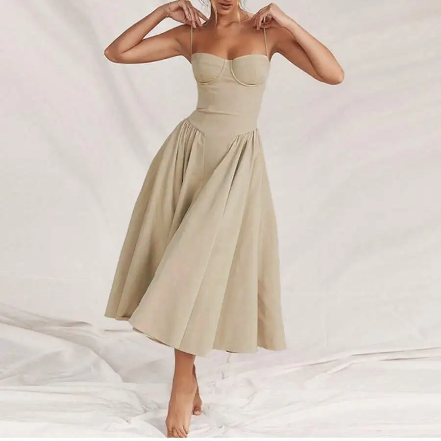 2025 Spring European American Women French Elegant Retro Strap Midi Dress
2025 Spring European American Women French Elegant Retro Strap Midi Dress