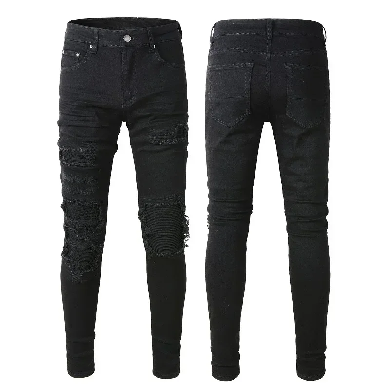 European and American Personality High Street Fashion Trendy Men's Jeans, New Style Ripped Slim Fit Trendy Black Elastic Jeans
European and American Personality High Street Fashion Trendy Men's Jeans, New Style Ripped Slim Fit Trendy Black Elastic Jeans