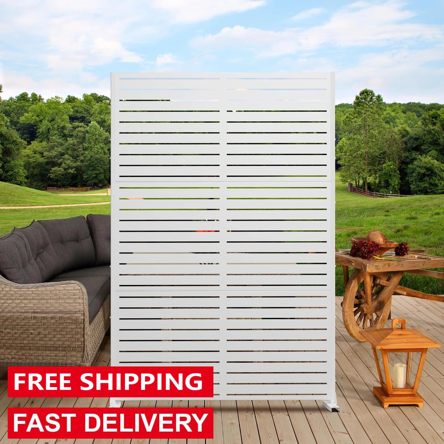 Metal Privacy Screen Outdoor Privacy Screen 72" H×47" W, Freestanding Decorative Privacy Screen for Balcony Patio Lawn Garden
Metal Privacy Screen Outdoor Privacy Screen 72" H×47" W, Freestanding Decorative Privacy Screen for Balcony Patio Lawn Garden