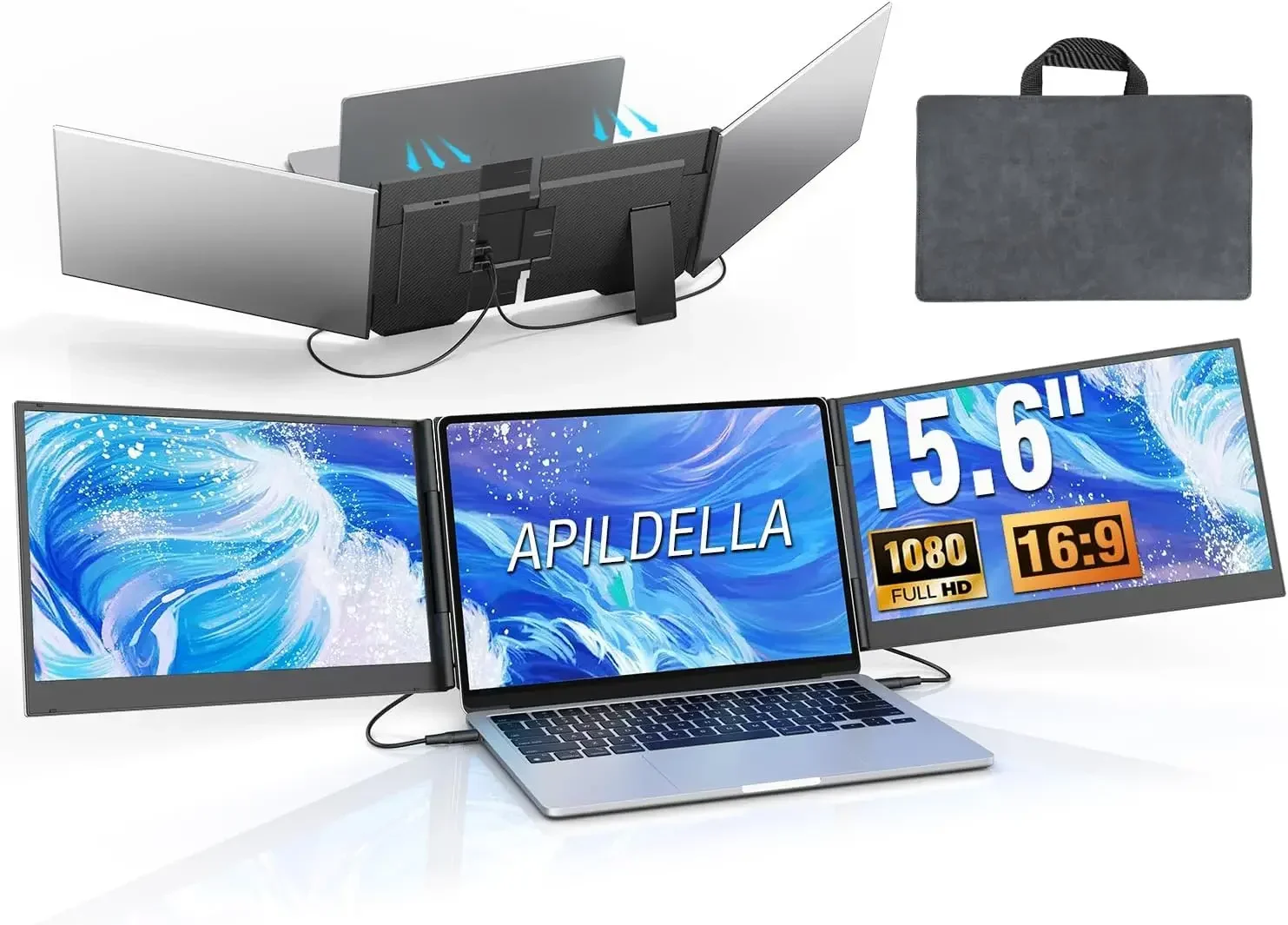 15.6’’ Triple Laptop Screen Extender, 1080P FHD Portable Dual Monitor for Laptop USB C HDMI, Plug-Play Monitor Extender for Trip
15.6’’ Triple Laptop Screen Extender, 1080P FHD Portable Dual Monitor for Laptop USB C HDMI, Plug-Play Monitor Extender for Trip