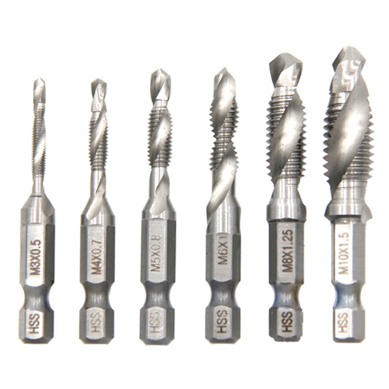 6pc Metric Composite Tap Natural Color Short Style Drilling and Tapping Integrated Machine Tap Hole Tapping and Chamfering Tool
6pc Metric Composite Tap Natural Color Short Style Drilling and Tapping Integrated Machine Tap Hole Tapping and Chamfering Tool