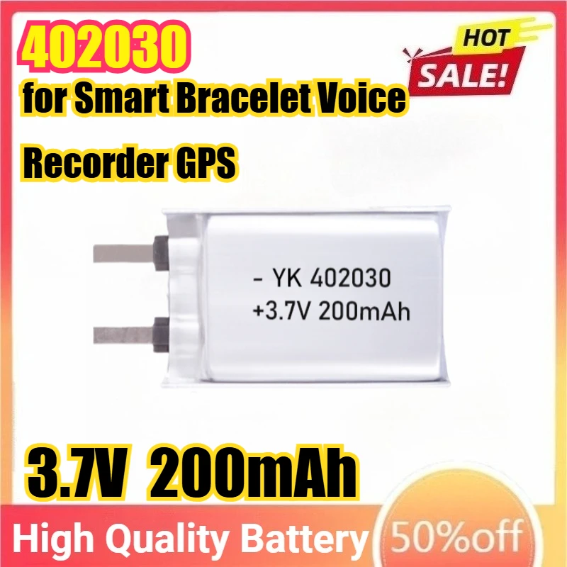 402030 200mAh 3.7V Lithium Polymer Battery for Smart Bracelet Voice Recorder GPS Tablet PC Pet Training Tool Webcam Batteries
402030 200mAh 3.7V Lithium Polymer Battery for Smart Bracelet Voice Recorder GPS Tablet PC Pet Training Tool Webcam Batteries