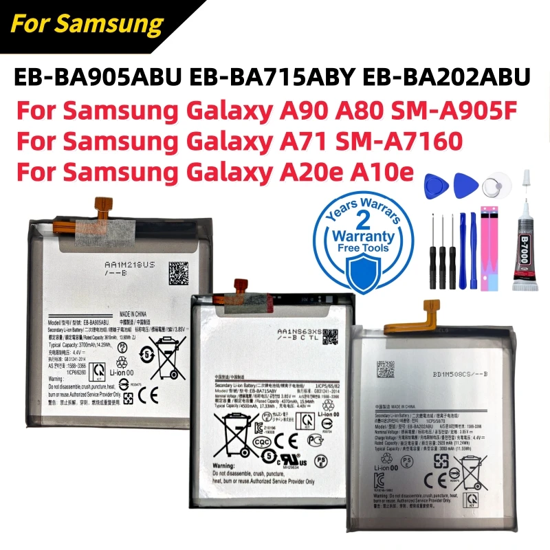 EB-BA905ABU EB-BA715ABY EB-BA202ABU Phone Battery For Samsung Galaxy A90 A80 SM-A905F A71 SM-A7160 A20e A10e A102W
EB-BA905ABU EB-BA715ABY EB-BA202ABU Phone Battery For Samsung Galaxy A90 A80 SM-A905F A71 SM-A7160 A20e A10e A102W