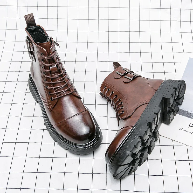 Brand Men's Genuine Leather Boots Thick Soles High-quality Workwear Boots Men's High Top Casual Shoes Knight Motorcycle Boots
Brand Men's Genuine Leather Boots Thick Soles High-quality Workwear Boots Men's High Top Casual Shoes Knight Motorcycle Boots