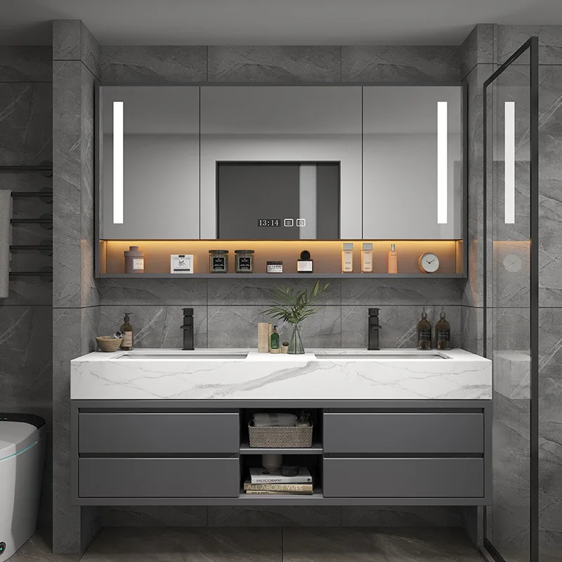 Luxury Bathroom Mirror Cabinet Double Basin Slate Integrated Ceramic Washbasin Storage Vanity Sink Cabinet Bathroom Furniture
Luxury Bathroom Mirror Cabinet Double Basin Slate Integrated Ceramic Washbasin Storage Vanity Sink Cabinet Bathroom Furniture