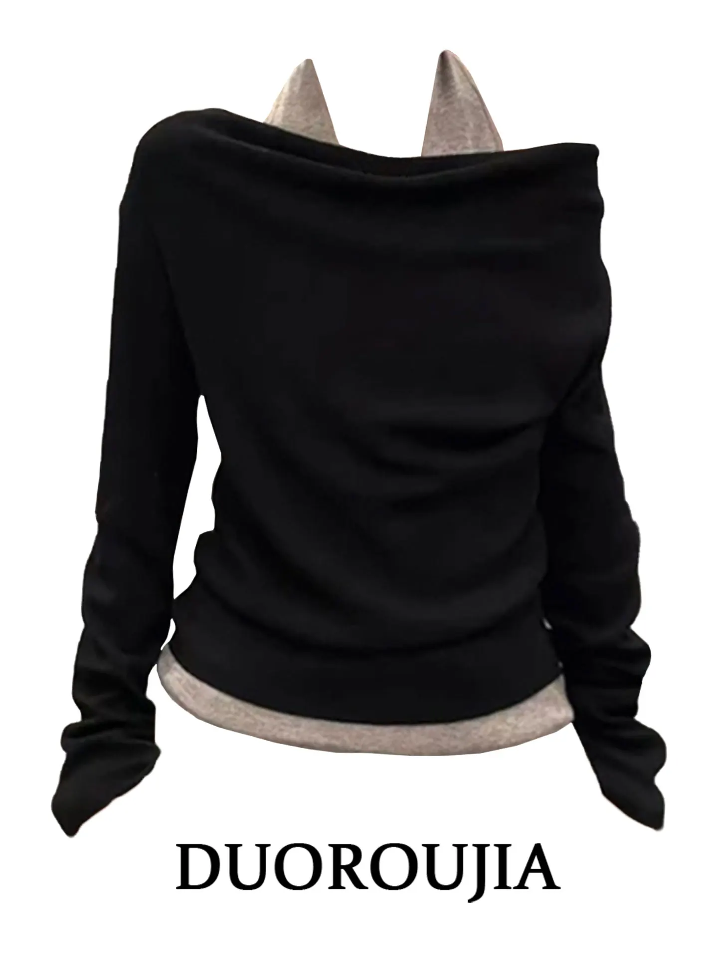 Korean Style plus Size Knitwear Women's Loose Fit Fashion Slimming Top Hanging Neck Design Color Block Fake Two-Piece Shirt
Korean Style plus Size Knitwear Women's Loose Fit Fashion Slimming Top Hanging Neck Design Color Block Fake Two-Piece Shirt