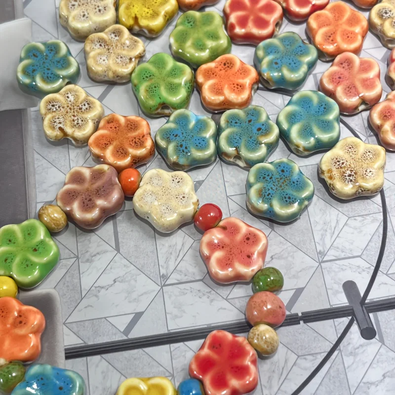 Colored glaze flower ceramic beads, multi-color glazed ceramic beads, suitable as materials for making string beads for handicra
Colored glaze flower ceramic beads, multi-color glazed ceramic beads, suitable as materials for making string beads for handicra