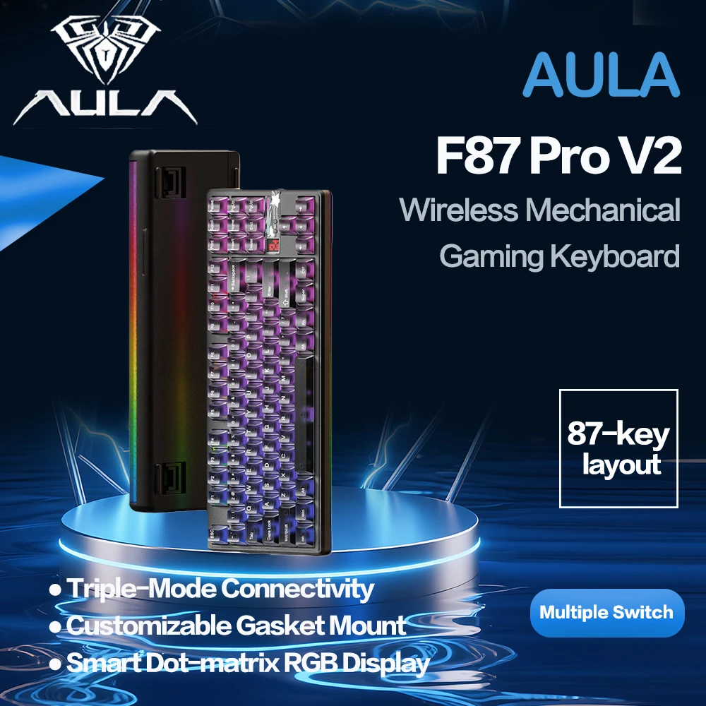 AULA F87ProV2 Custom Wireless Mechanical Keyboard Bluetooth 2.4G Wired Triple Mode Full Key Hot Swappable Gasket Structure
AULA F87ProV2 Custom Wireless Mechanical Keyboard Bluetooth 2.4G Wired Triple Mode Full Key Hot Swappable Gasket Structure