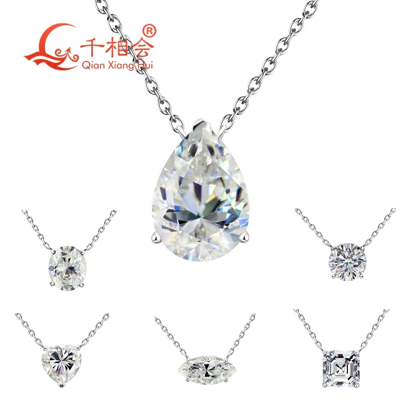 4-6CT 925 Sterling Silver Solitaire Moissanite Pendant Necklace, Multi-Cut Pear/Marquise/Oval/Heart/Round/Square Cut for Women
4-6CT 925 Sterling Silver Solitaire Moissanite Pendant Necklace, Multi-Cut Pear/Marquise/Oval/Heart/Round/Square Cut for Women