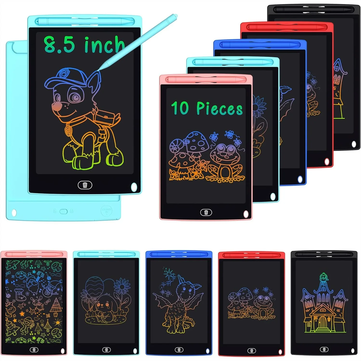 10 Pack 8.5 Inch LCD Writing Tablet for Kids - Erasable Doodle Board Drawing Pad with Lock Switch, Learning Toy Gift for Boys
10 Pack 8.5 Inch LCD Writing Tablet for Kids - Erasable Doodle Board Drawing Pad with Lock Switch, Learning Toy Gift for Boys