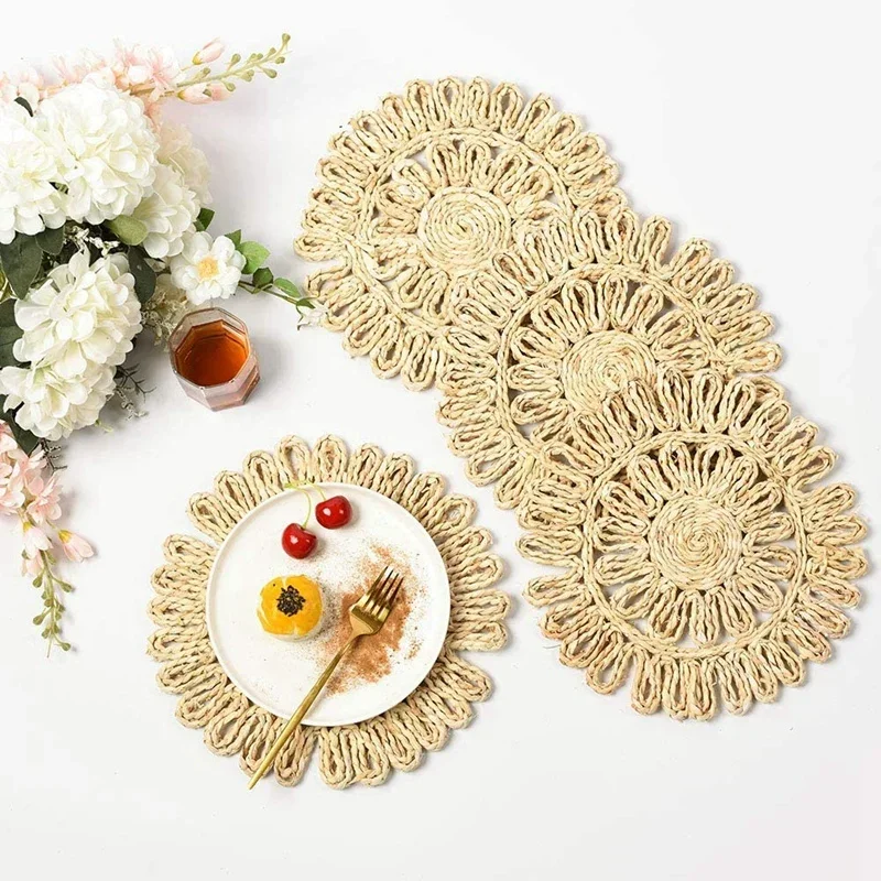 38cm Round Rattan Placemats Natural Corn Straw Woven Dining Table Mats Heat Insulation Non-Slip Placemat Hollow Wicker Plates
38cm Round Rattan Placemats Natural Corn Straw Woven Dining Table Mats Heat Insulation Non-Slip Placemat Hollow Wicker Plates